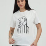Girl Face Printed Round Neck T shirt White