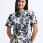Black Tie & Dye Round Neck T shirt Black