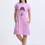 Cup Girl Printed Women Long Dress Lavender