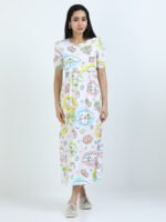 Full length pure coton maternity wear Love Doodle White - Image 2