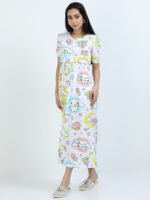 Full length pure coton maternity wear Love Doodle White - Image 3