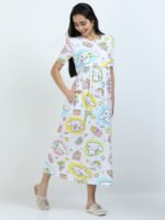 Full length pure coton maternity wear Love Doodle White - Image 4