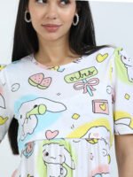 Full length pure coton maternity wear Love Doodle White - Image 6