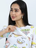 Full length pure coton maternity wear Love Doodle White - Image 8