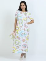 Full length pure coton maternity wear Love Doodle White - Image 9