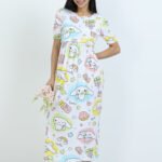 Full length pure coton maternity wear Love Doodle White