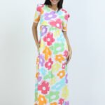 Full length pure coton maternity wear Flower White