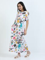 Full length pure coton maternity wear Doodle White - Image 4