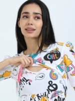 Full length pure coton maternity wear Doodle White - Image 8