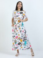 Full length pure coton maternity wear Doodle White - Image 9