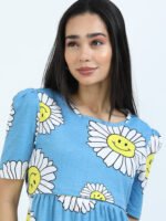 Full length pure coton maternity wear Sunflower Blue - Image 5