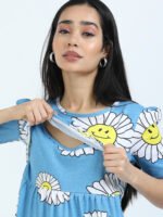 Full length pure coton maternity wear Sunflower Blue - Image 6