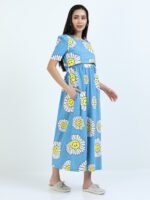 Full length pure coton maternity wear Sunflower Blue - Image 7