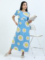 Full length pure coton maternity wear Sunflower Blue - Image 8