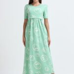 Full length pure coton maternity wear Smily Green