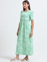 Full length pure coton maternity wear Smily Green - Image 3