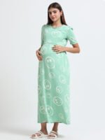 Full length pure coton maternity wear Smily Green - Image 9