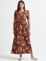 Full length pure coton maternity wear Smily Brown - Image 2