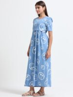 Full length pure coton maternity wear Smily blue - Image 3