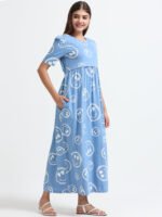 Full length pure coton maternity wear Smily blue - Image 4