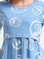 Full length pure coton maternity wear Smily blue - Image 6