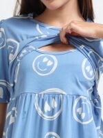 Full length pure coton maternity wear Smily blue - Image 7