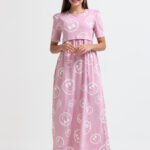 Full length pure coton maternity wear Smily Pink