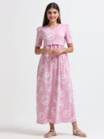 Full length pure coton maternity wear Smily Pink