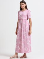 Full length pure coton maternity wear Smily Pink - Image 4