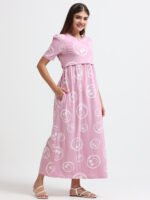 Full length pure coton maternity wear Smily Pink - Image 5