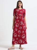 Full length pure coton maternity wear Smily Red - Image 2