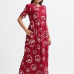 Full length pure coton maternity wear Smily Red