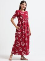 Full length pure coton maternity wear Smily Red