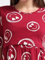 Full length pure coton maternity wear Smily Red - Image 6