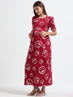 Full length pure coton maternity wear Smily Red - Image 9